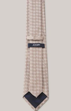 Cornflower-Seidenkrawatte in Hellbraun gemustert