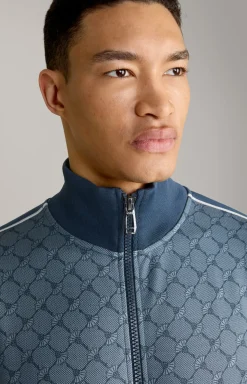 Cornflower-Sweatjacke Tayfun in Blau gemustert