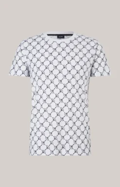 Cornflower-T-Shirt Tyron in Weiß gemustert