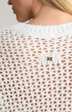 Crochet-Pullover in Weiß