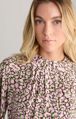 Crêpe-Bluse in Rot/Rosa/Grün