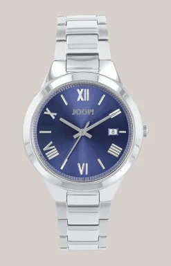 Damen-Armbanduhr in Silber/Blau