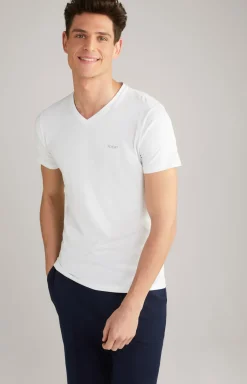 2er-Pack Feiner Stretch T-Shirts in Weiß