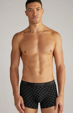 3er-Pack Fine Cotton Stretch Boxer in Schwarz/Rot/Weiß gemustert