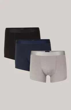 3er-Pack Fine Cotton Stretch Boxer in Schwarz/Hellgrau/Navy