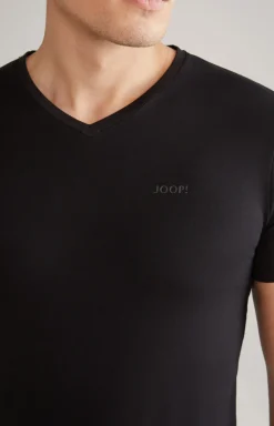 2er-Pack Modal-Baumwoll-Stretch T-Shirts in Schwarz