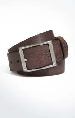 Fein strukturierter Rindsledergürtel in Dunkelbraun