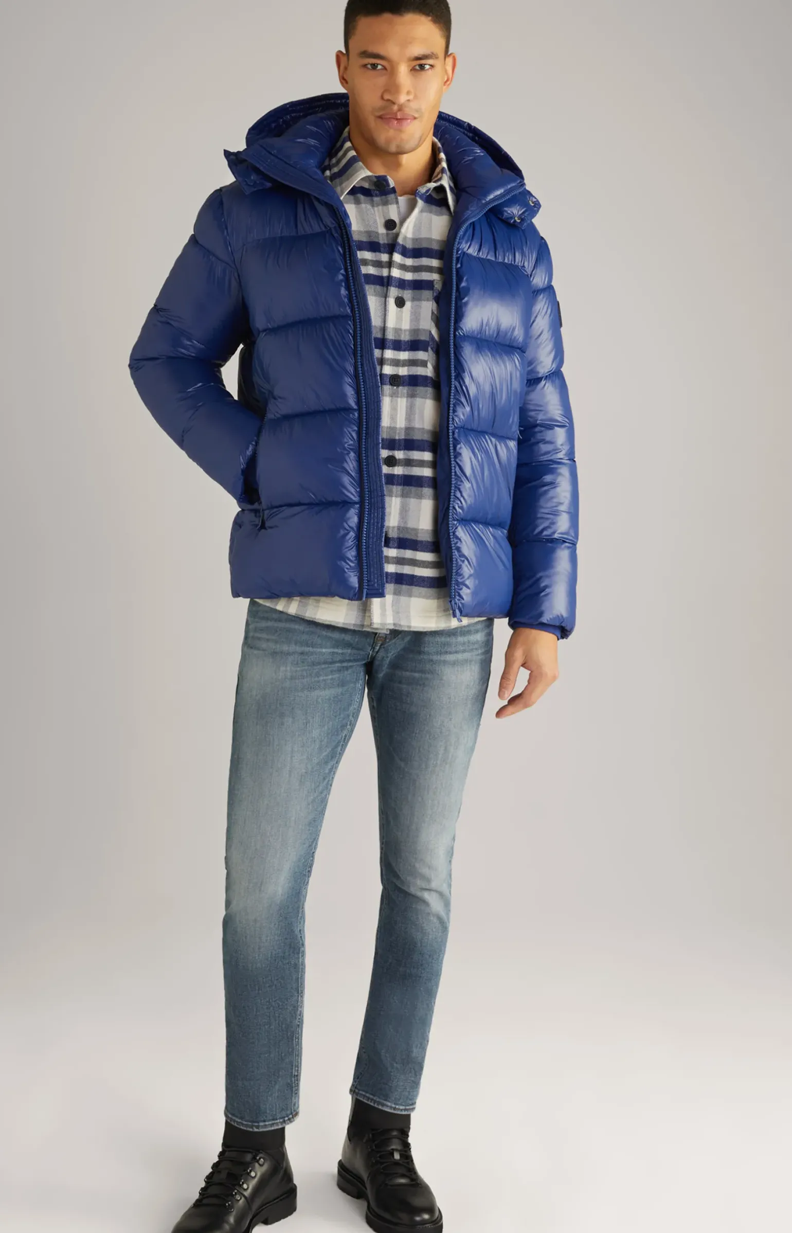 Flanell-Hemd Harvi in Navy/Beige kariert