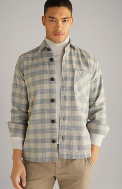 Flanell-Hemd Kalan in Grau/Beige gemustert