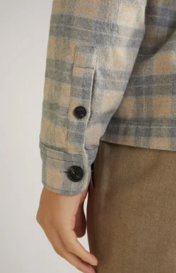 Flanell-Hemd Kalan in Grau/Beige gemustert