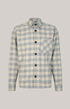Flanell-Hemd Kalan in Grau/Beige gemustert