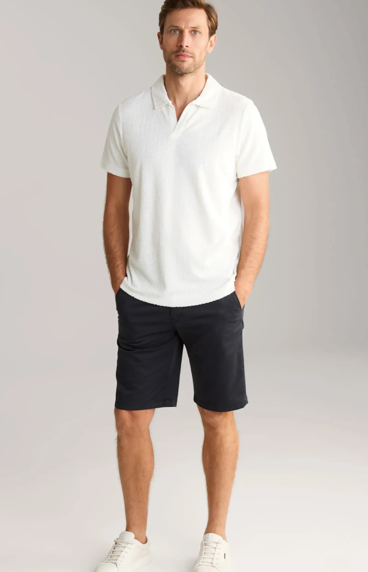 Frottee-Polohemd Piero in Creme strukturiert