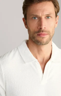 Frottee-Polohemd Piero in Creme strukturiert