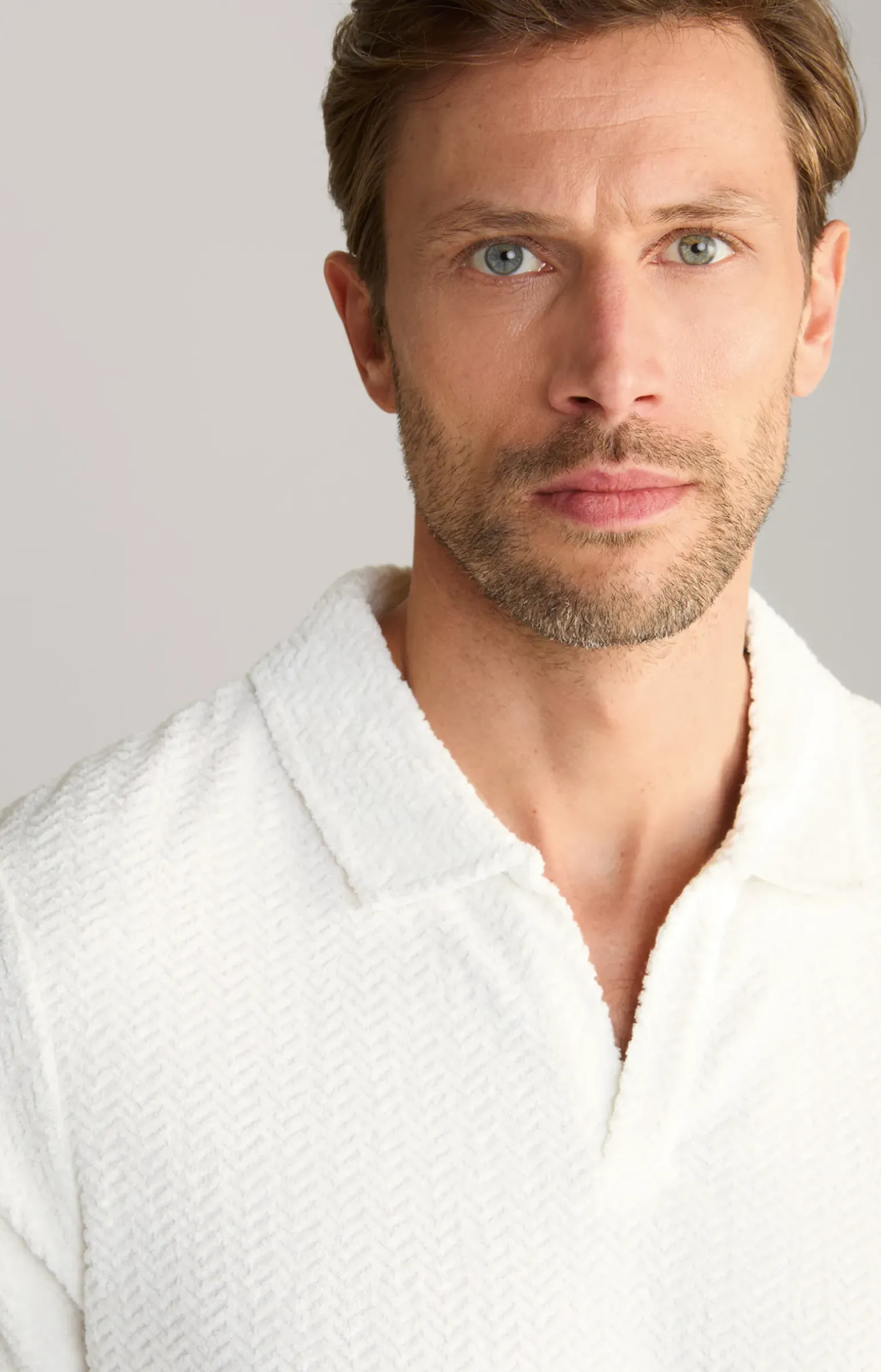 Frottee-Polohemd Piero in Creme strukturiert