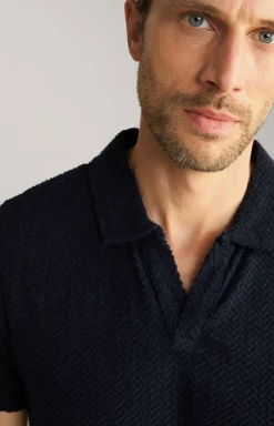 Frottee-Polohemd Piero in Navy strukturiert