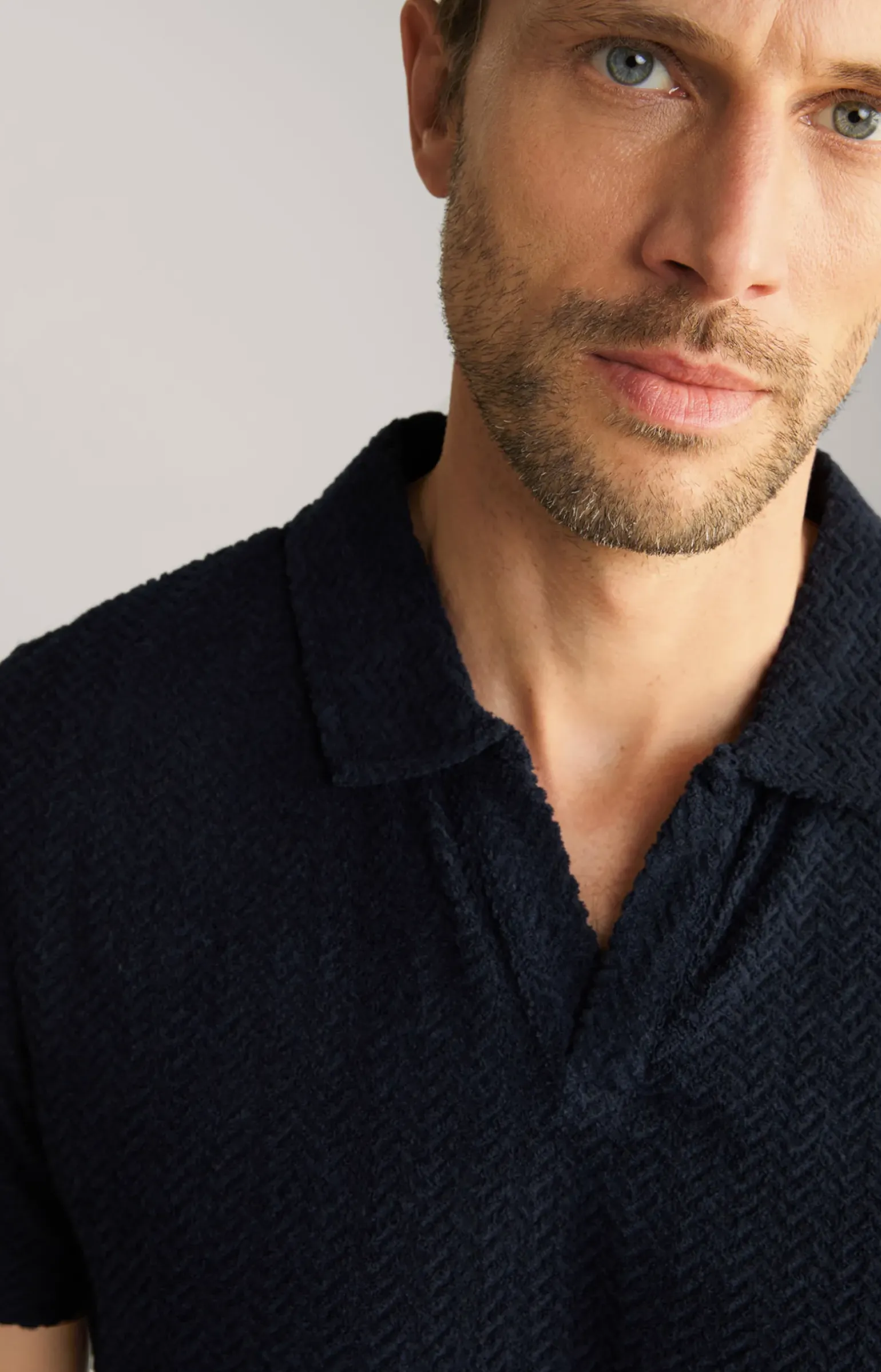 Frottee-Polohemd Piero in Navy strukturiert