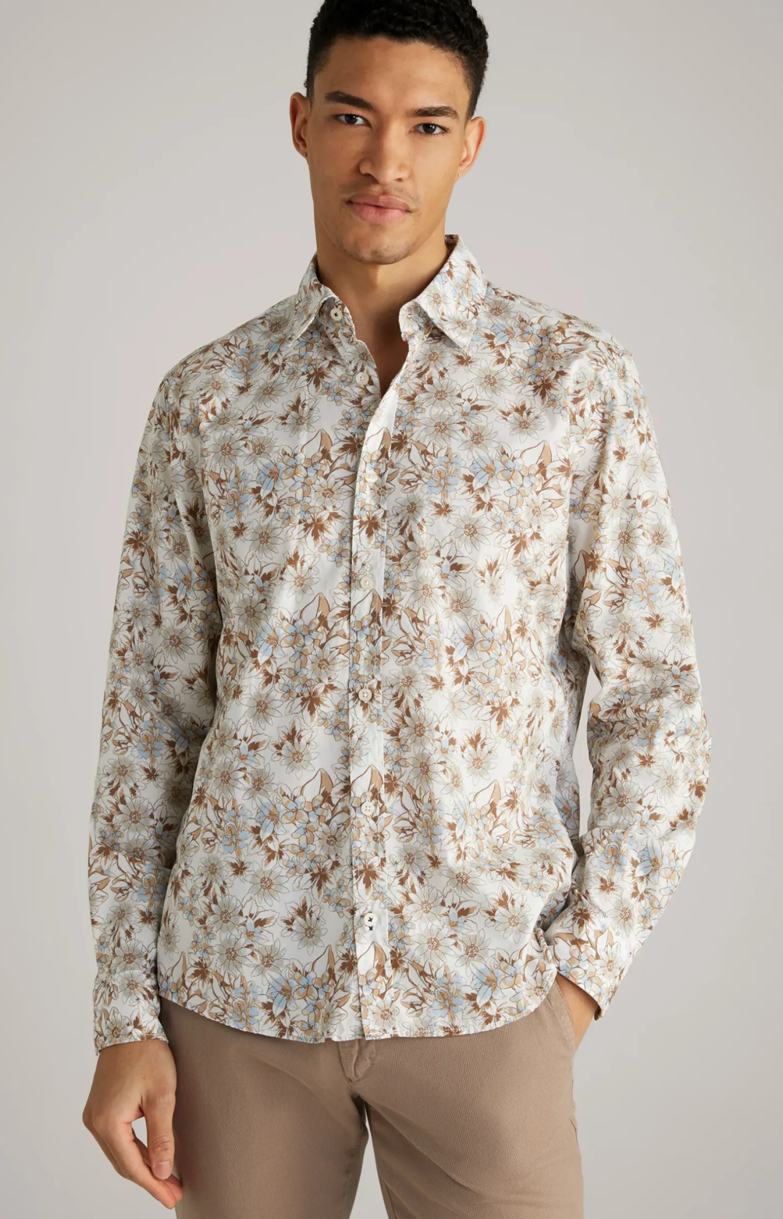 Hemd Hanson in Braun/Ecru gemustert