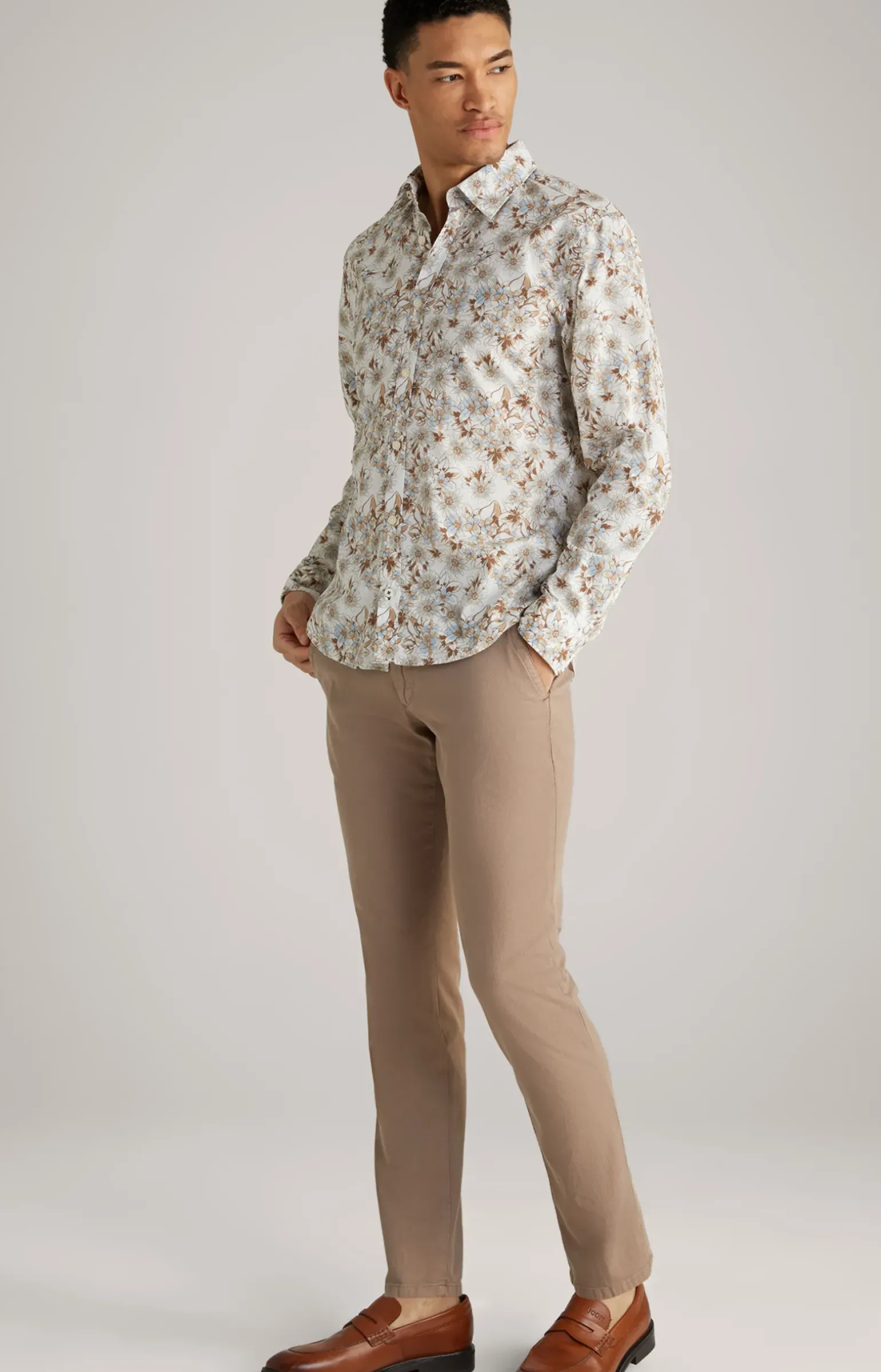 Hemd Hanson in Braun/Ecru gemustert