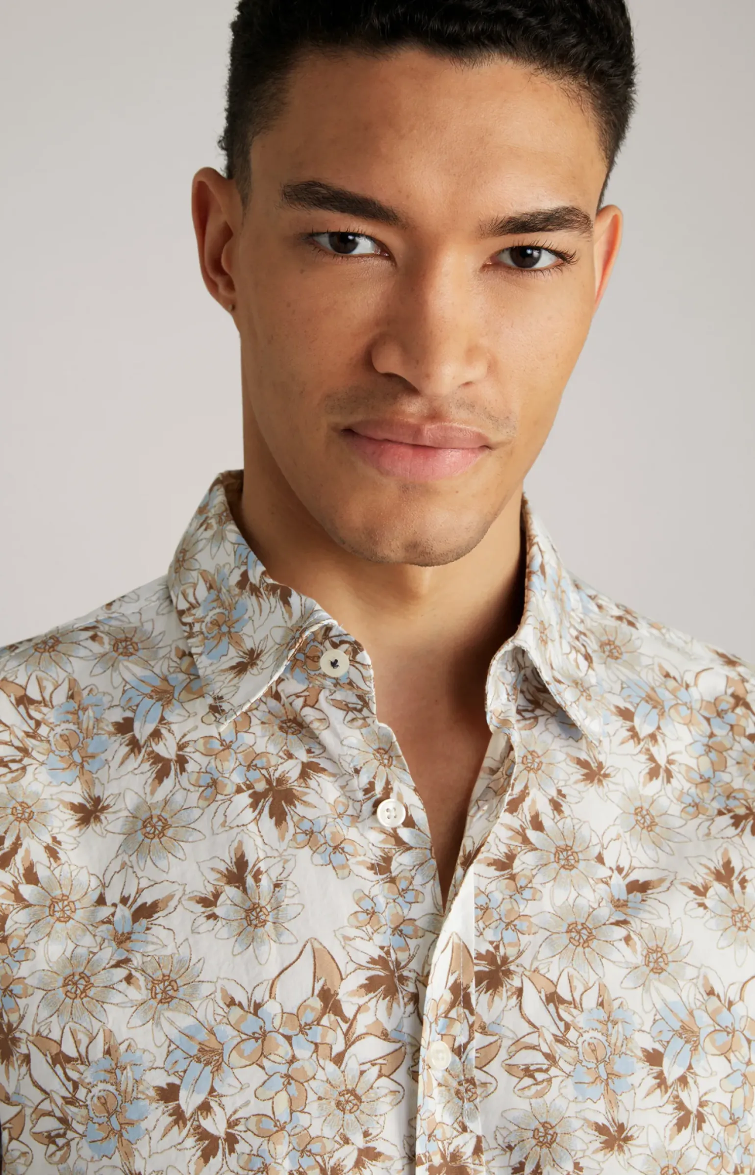 Hemd Hanson in Braun/Ecru gemustert