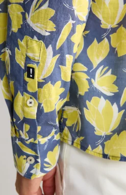 Hemd Hanson in Dunkelblau/Gelb gemustert