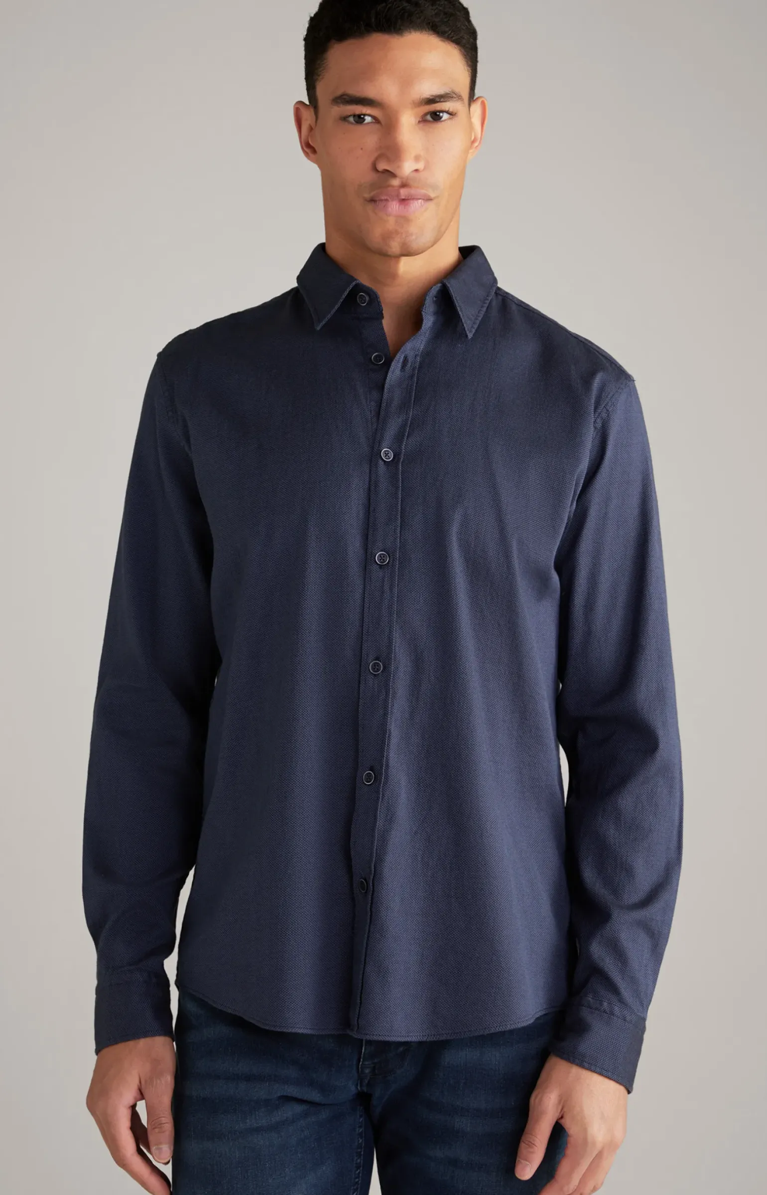 Hemd Hanson in Dunkelblau meliert