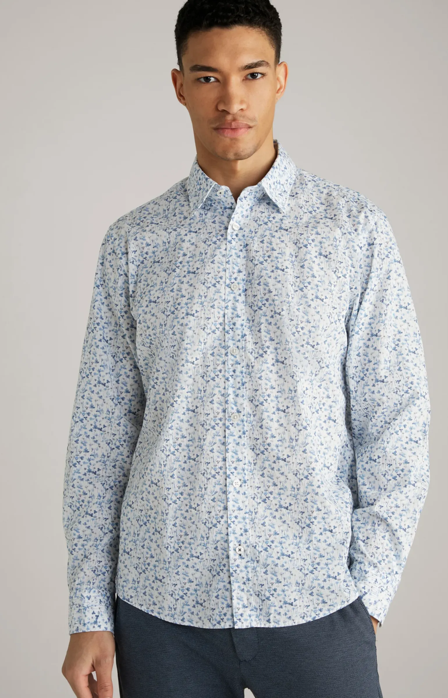 Hemd Hanson in Weiß/Blau gemustert