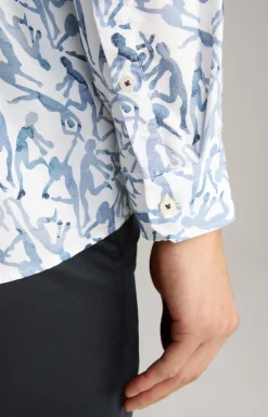 Hemd Heli in Weiß-Blau gemustert