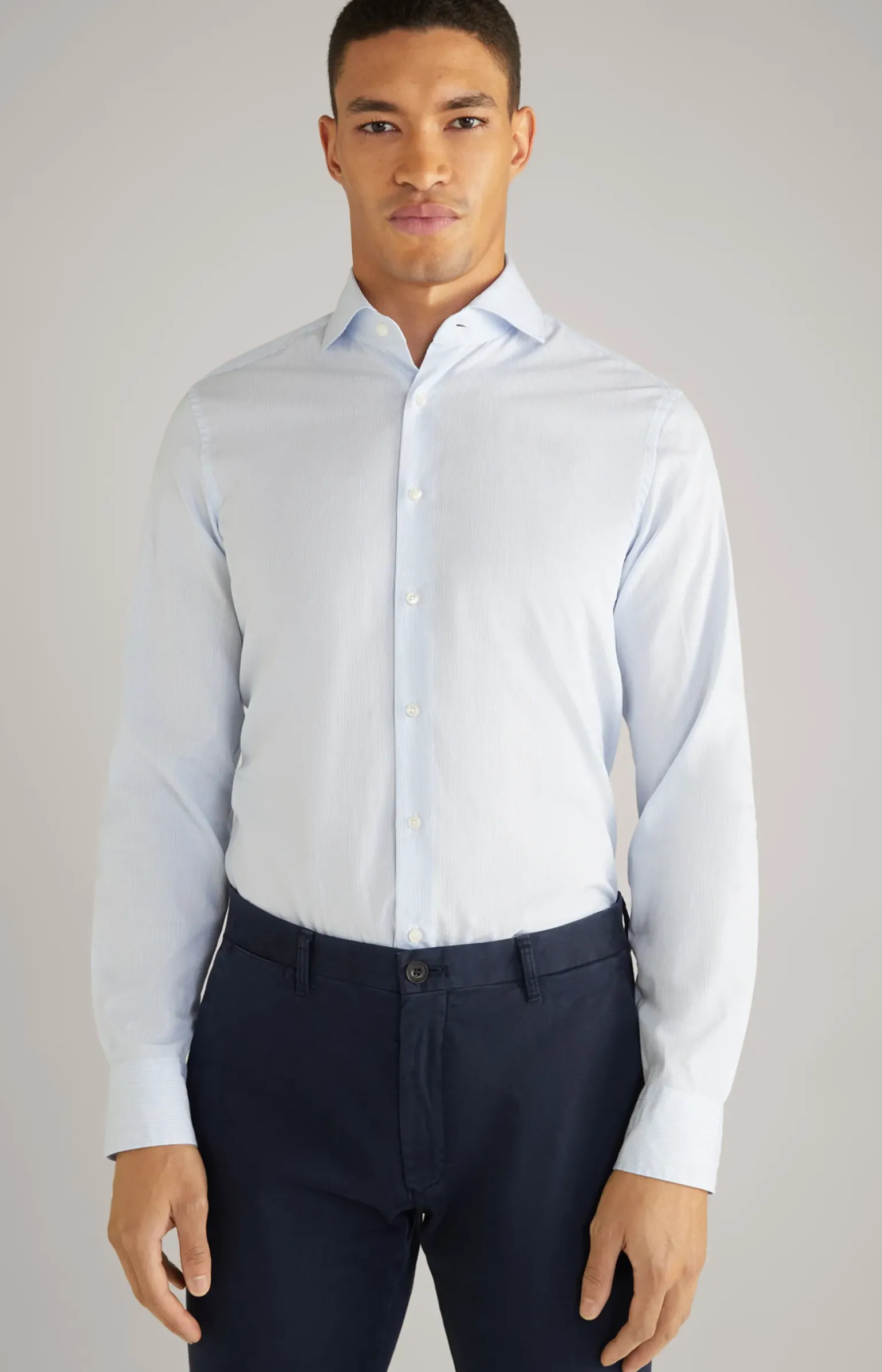 Hemd Mika in Hellblau gestreift