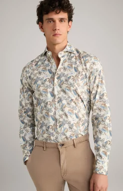 Hemd Pai in Hellbeige/Blau gemustert