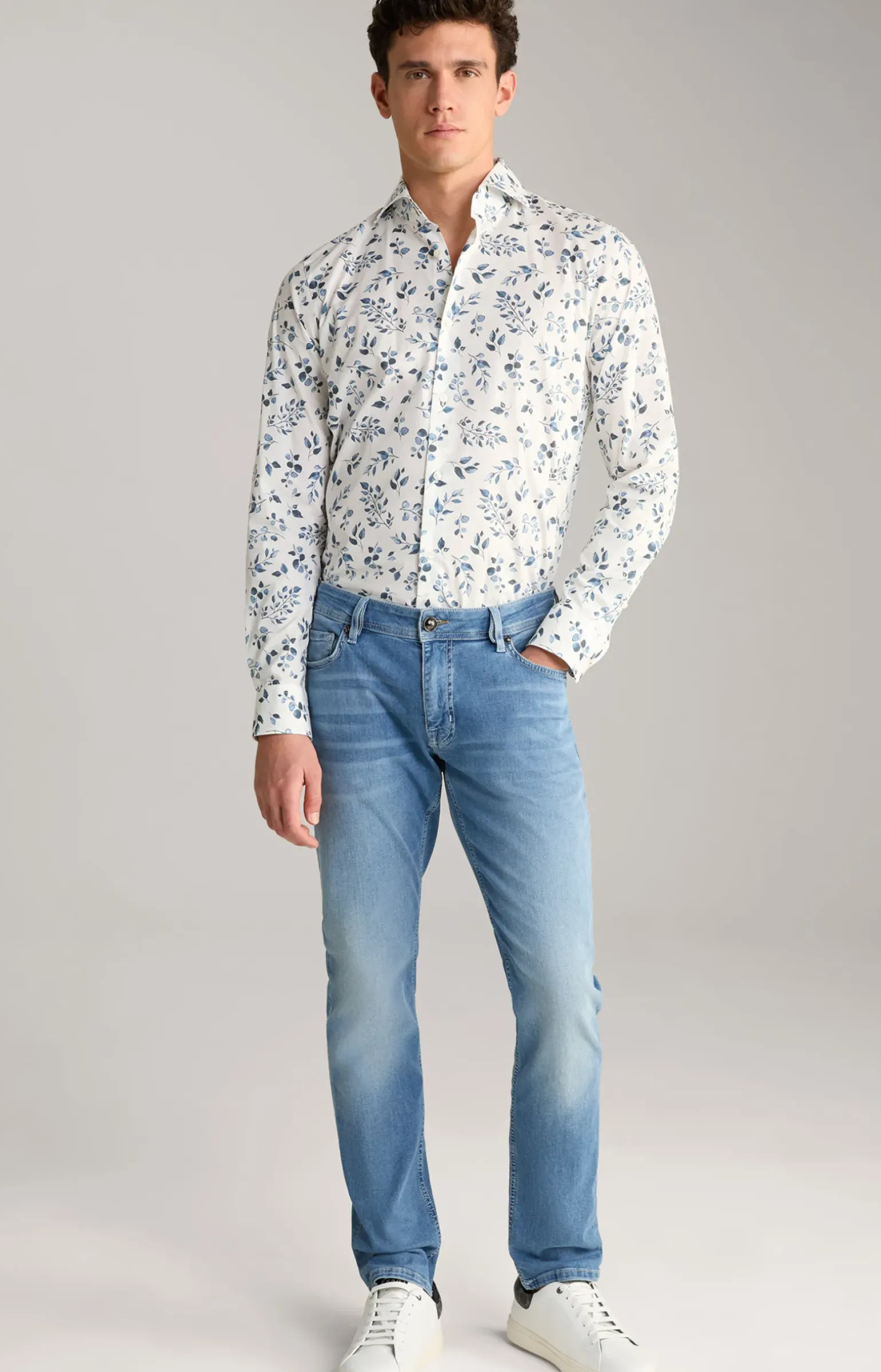 Hemd Pai in Offwhite/Blau gemustert