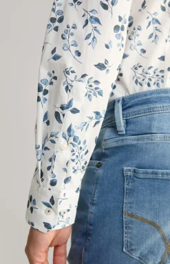 Hemd Pai in Offwhite/Blau gemustert