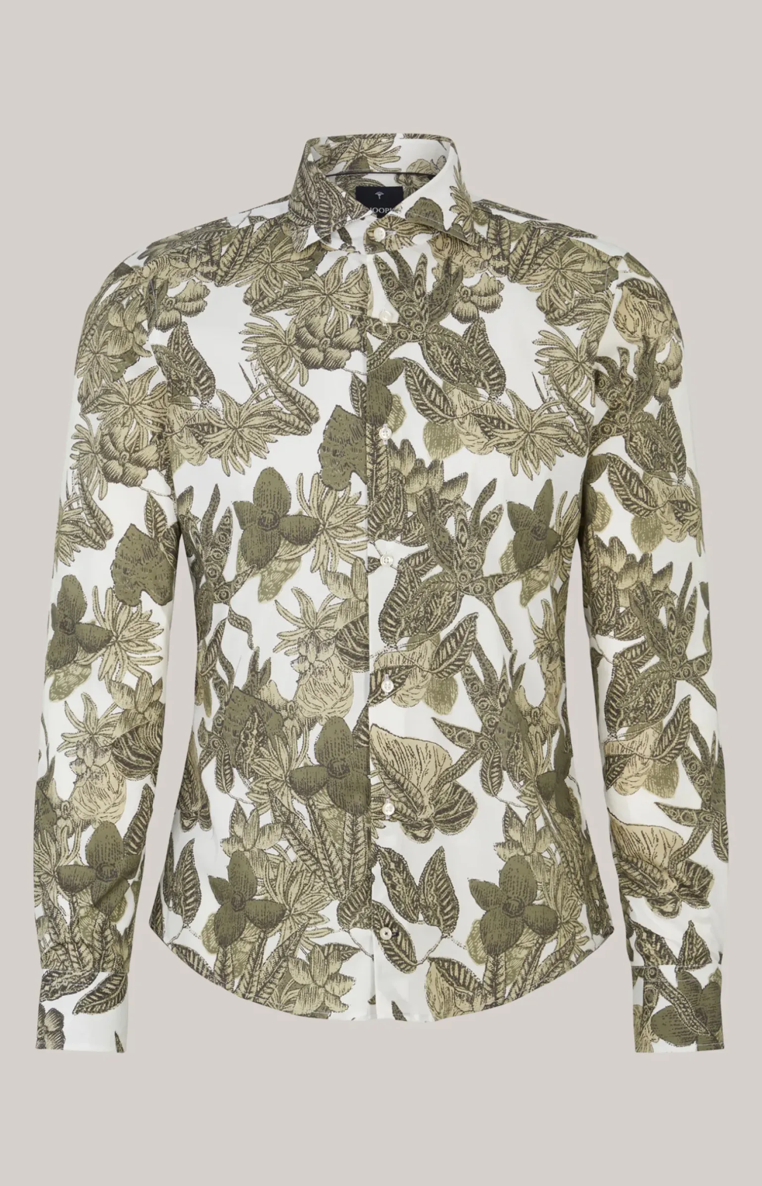 Hemd Pai in Weiß-Oliv gemustert