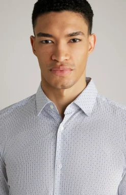 Hemd Pit in Weiß/Dunkelblau gemustert