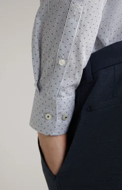 Hemd Pit in Weiß/Dunkelblau gemustert