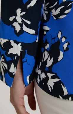 Hemdbluse in Navy/Marineblau/Weiß