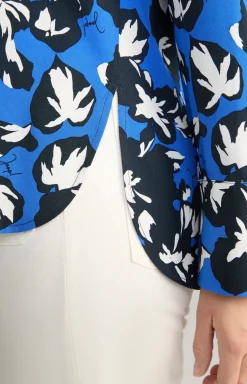 Hemdbluse in Navy/Marineblau/Weiß