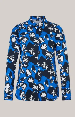 Hemdbluse in Navy/Marineblau/Weiß