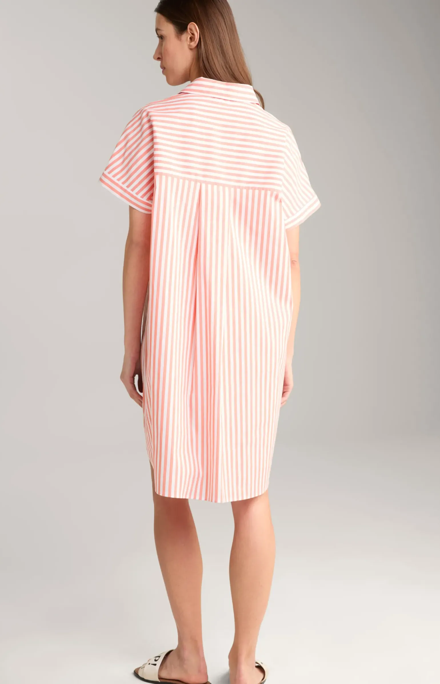 Hemdblusen-Tunika in Apricot/Weiß gestreift