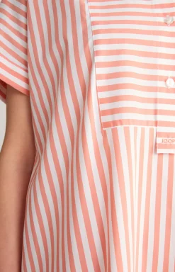 Hemdblusen-Tunika in Apricot/Weiß gestreift
