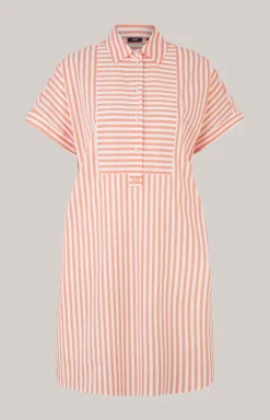 Hemdblusen-Tunika in Apricot/Weiß gestreift