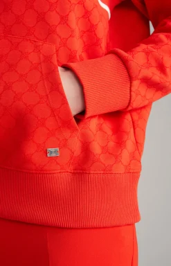 Hoodie in Rot gemustert