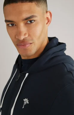 Hoodie-Sweatjacke in Dunkelblau