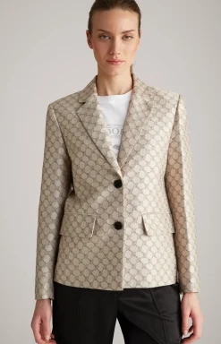 Jacquard-Blazer in Beige gemustert