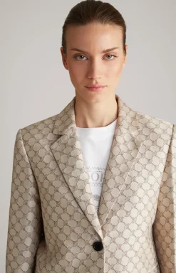 Jacquard-Blazer in Beige gemustert
