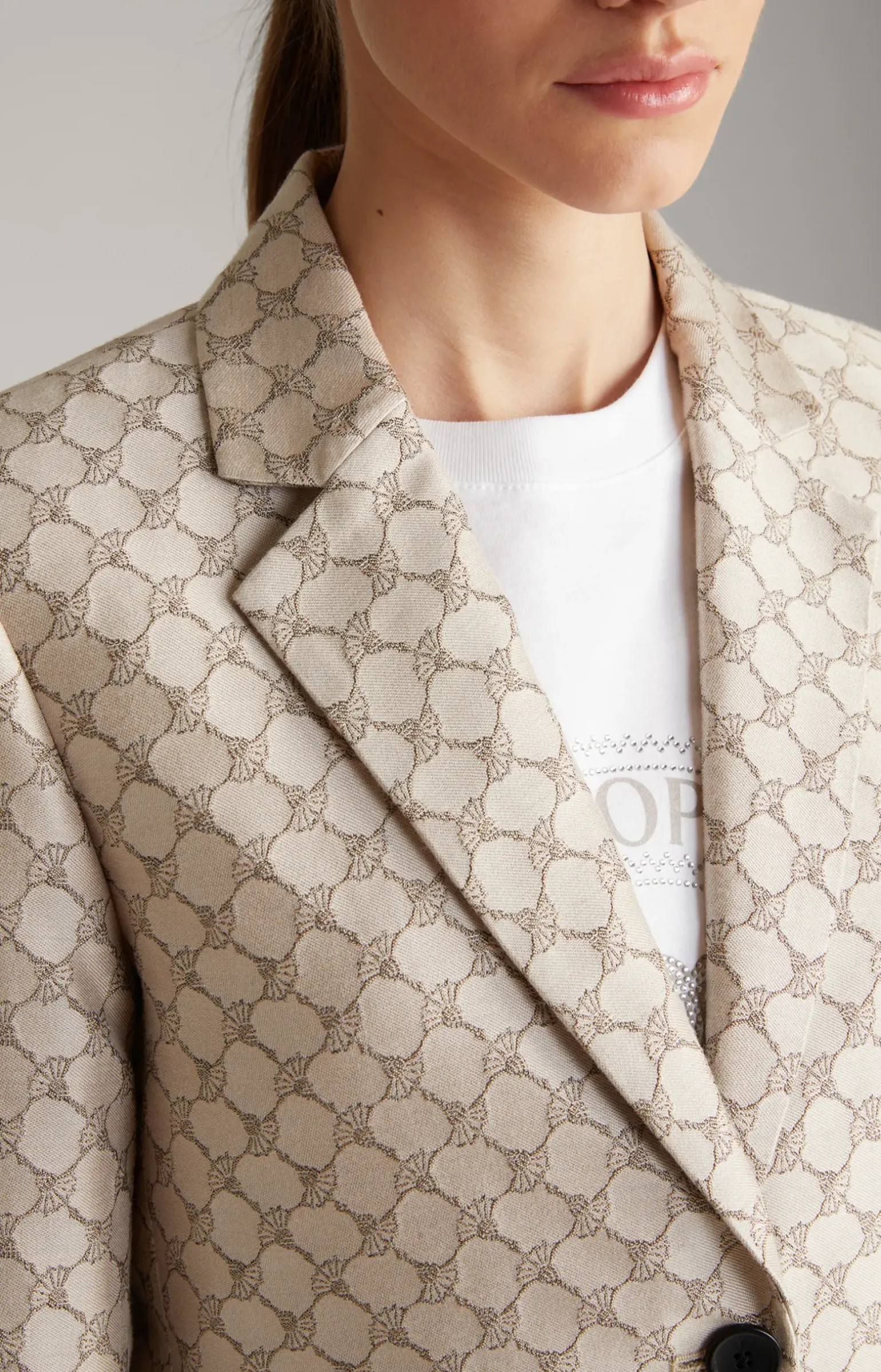Jacquard-Blazer in Beige gemustert