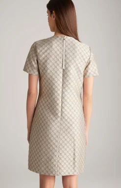 Jacquard-Kleid in Beige gemustert