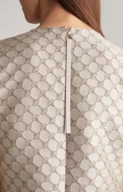 Jacquard-Kleid in Beige gemustert