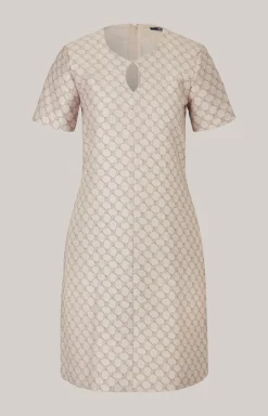 Jacquard-Kleid in Beige gemustert