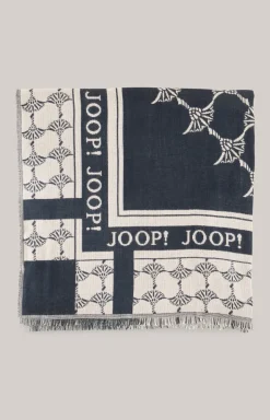 Jacquard-Schal in Dunkelblau/Beige