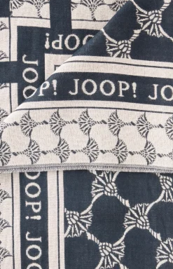 Jacquard-Schal in Dunkelblau/Beige